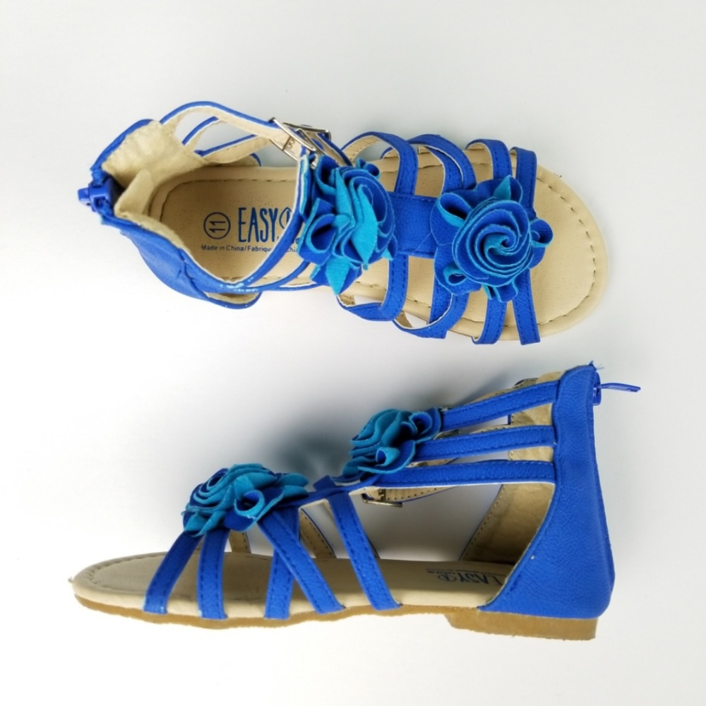 Blue Rose Gladiator Sandal -Blue-Size 11 Toddler